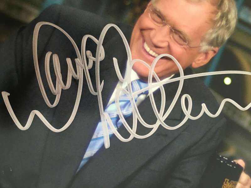 AUTOGRAPHED / SIGNED DAVID LETTERMAN SIMPSONS VOICE AND LATE SHOW  A4 SIZE