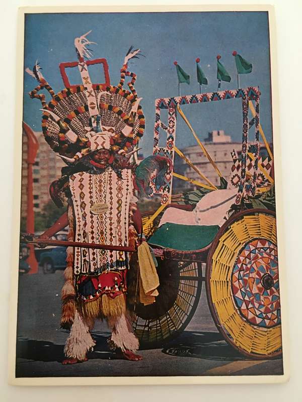 VINTAGE POSTCARD ZULU RICKSHA - DURBAN