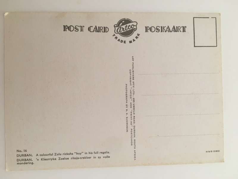 VINTAGE POSTCARD ZULU RICKSHA - DURBAN