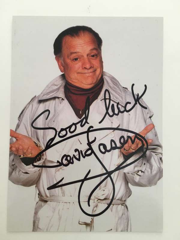 PRINTED AUTOGRAPH - DAVID JASON  POP LARKIN  -  10 1/2CM X  15 CM ONLY FOOLS AND HORSES
