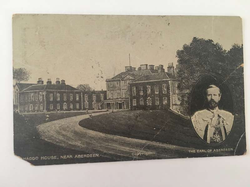 VINTAGE TO ANTIQUE POSTCARD - THE EARL OF ABERDEEN  WITH OLD STAMP