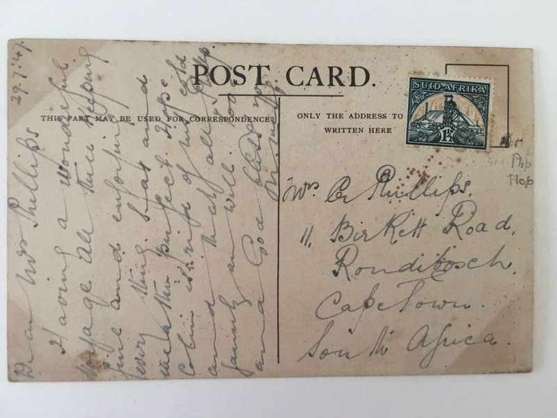 VINTAGE TO ANTIQUE POSTCARD - CAPETOWN CASTLE SHIP - WITH OLD STAMP