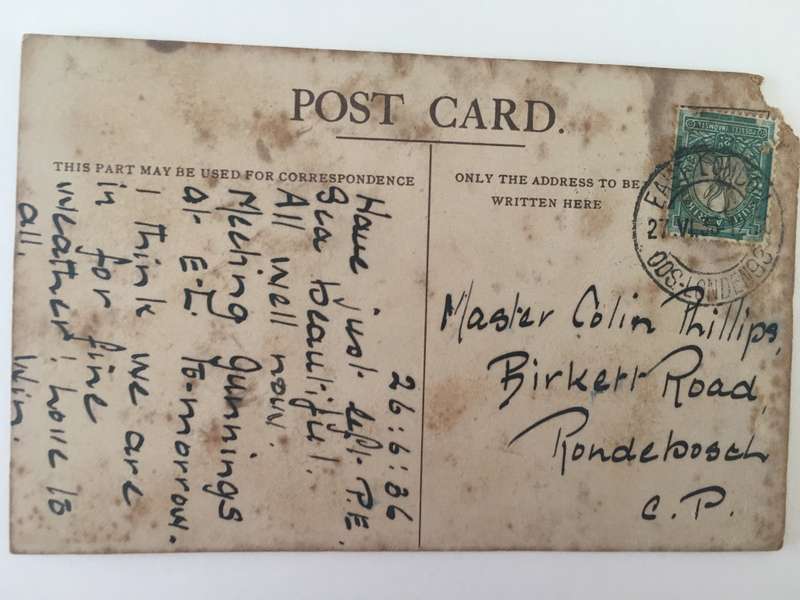 VINTAGE TO ANTIQUE POSTCARD - WARWICK CASTLE SHIP - WITH OLD STAMP