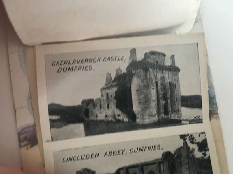 VINTAGE TO ANTIQUE POSTCARD WITH PULL OUT PICTURES AND 3 OLD STAMPS