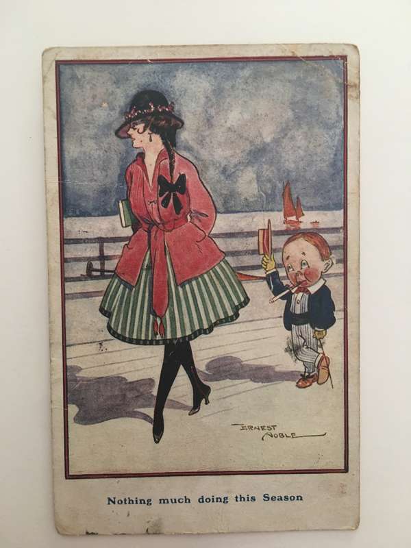 VINTAGE TO ANTIQUE POSTCARD - NOTHING MUCH DOING THIS SEASON - WITH OLD STAMP