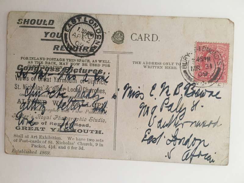 VINTAGE TO ANTIQUE POSTCARD - ST. NOCOLAS CHURCH YARMOUTH WITH OLD STAMP