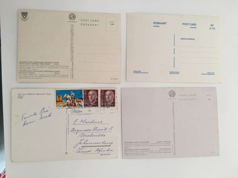 VINTAGE LOT OF 4  POSTCARDS ONE WITH STAMPS