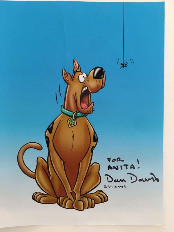 DC CARTOONIST - DAN DAVIS - AUTOGRAPHED SIGNED - A4 SIZE SCOOBY DOO HARRY POTTER AND GARFIELD