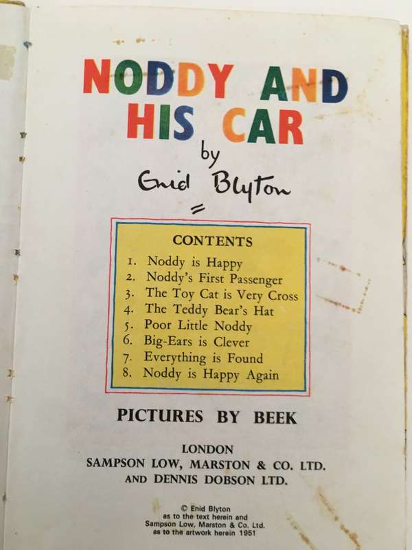 VINTAGE NODDY AND HIS CAR - BOOK NO. 3 - 1951 HARD COVER