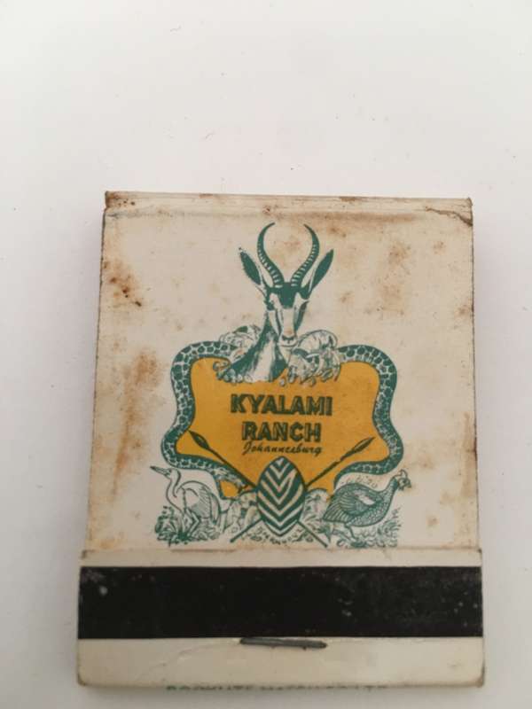 VINTAGE KYALAMI RANCH JOHANNESBURG MATCH BOOK