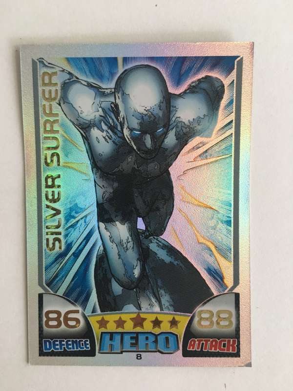 TOPPS DC MARVEL HERO ATTAX TRADING CARD  - HERO / SILVER SURFER / FOIL CARD / SHINY CARD
