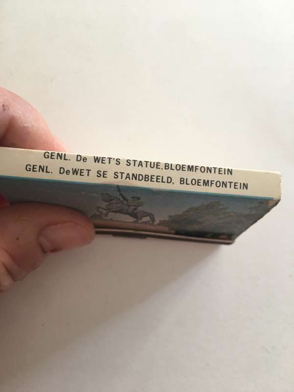 VINTAGE MATCH BOOK - GEN DE WET STATUE BLOEMFONTEIN