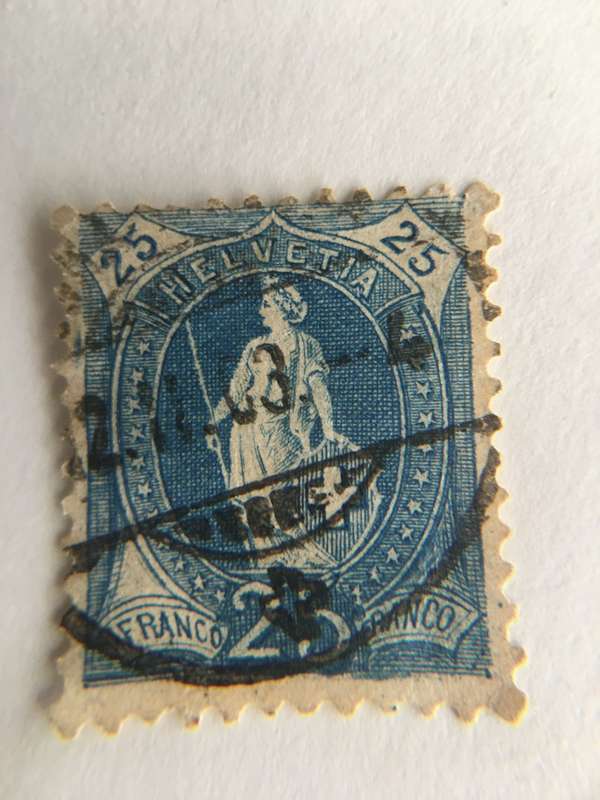 SWITZERLAND 25 FRANCO  USED STAMP