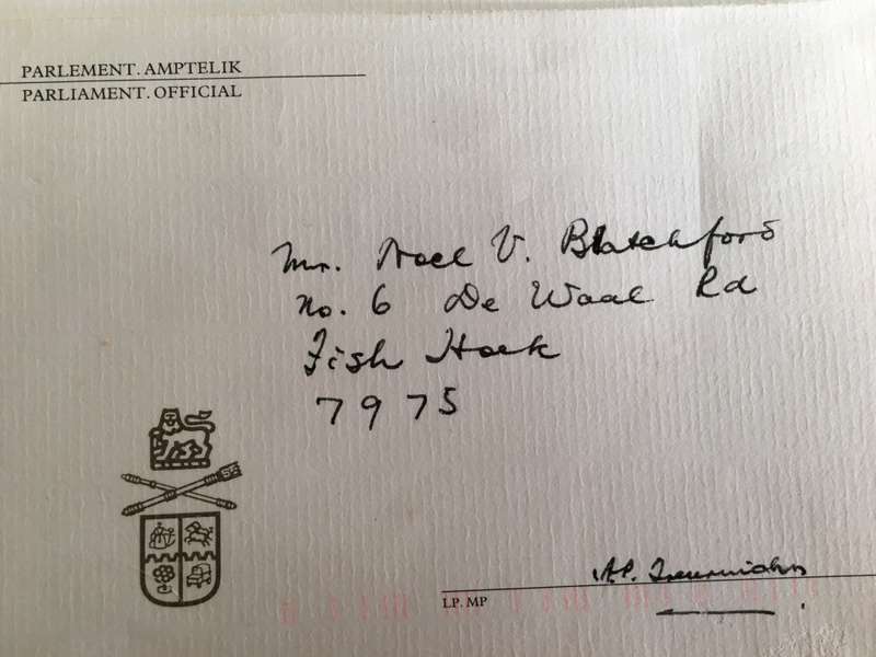 2 VINTAGE AUTOGRAPHS - DR BRAND FOURIE AND HAND WRITTEN LETTER OF DR A P TREUNICHT