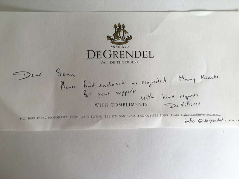 AUTOGRAPH OF DAVID GRAAFF 3RD BARONET SON OF VILLIERS GRAAFF OWNER OF DEGRENDEL WINES