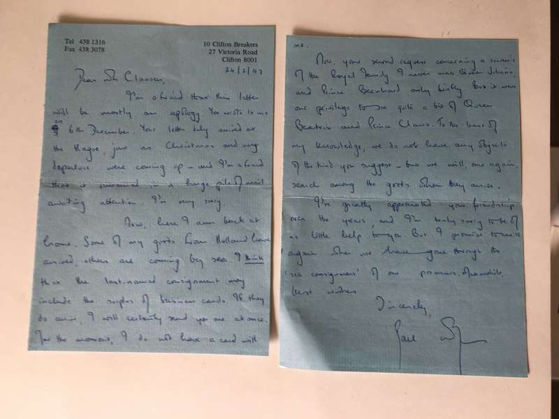 LOVELY HAND WRITTEN LETTER AND CHRISTMAS CARDS LEADER OF THE PFP AND THE DP  1928-1999 ZACH DE BEER