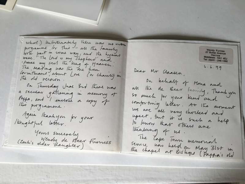 LOVELY HAND WRITTEN LETTER AND CHRISTMAS CARDS LEADER OF THE PFP AND THE DP  1928-1999 ZACH DE BEER