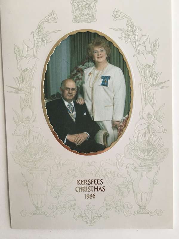 PAST PRESIDENT PW BOTHA CHRISTMAS CARD AND LETTER OF MRS ELIZE BOTHA