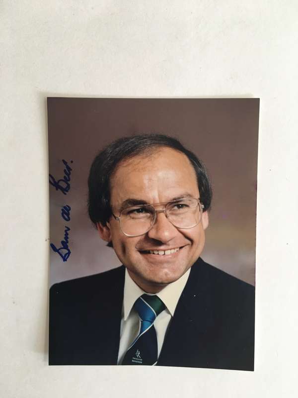 VINTAGE AUTOGRAPH  OF  PAST MINISTER  MR SAM DE BEER