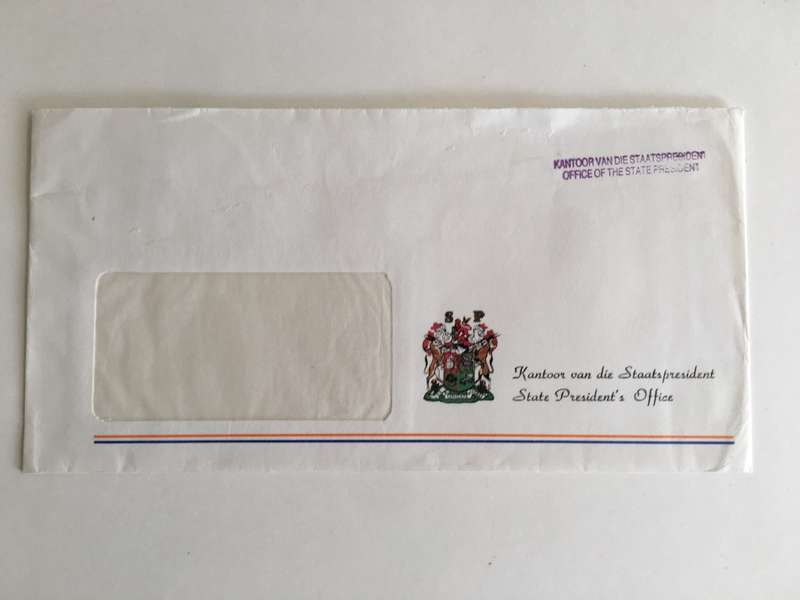 VINTAGE LETTER OF FORMER PRESIDENT FW DE KLERK AND PRESS PHOTO