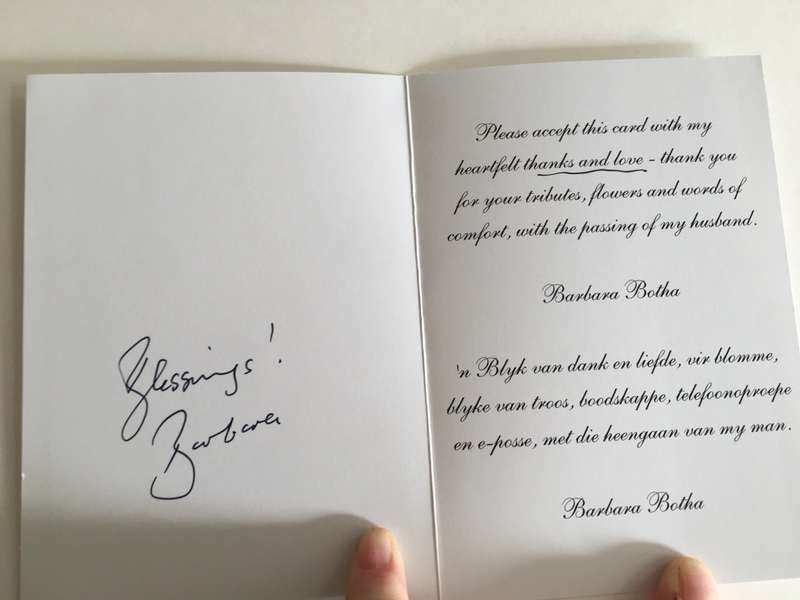 NUMEROUS ITEMS FROM WIFE OF FORMER PRESIDENT WIFE MRS BARBRA BOTHA WIFE OF PW BOTHA