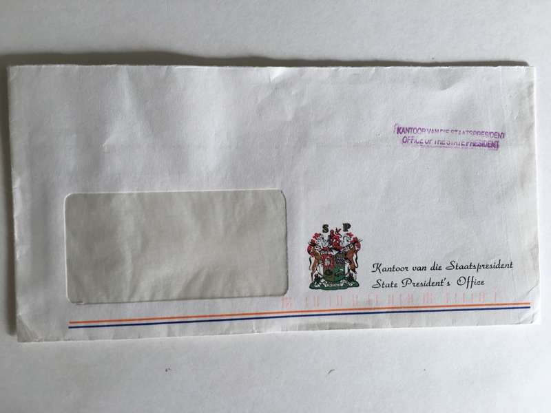 LOVELY LETTER OF FORMER PRESIDENT  FW DE KLERK SIGNED
