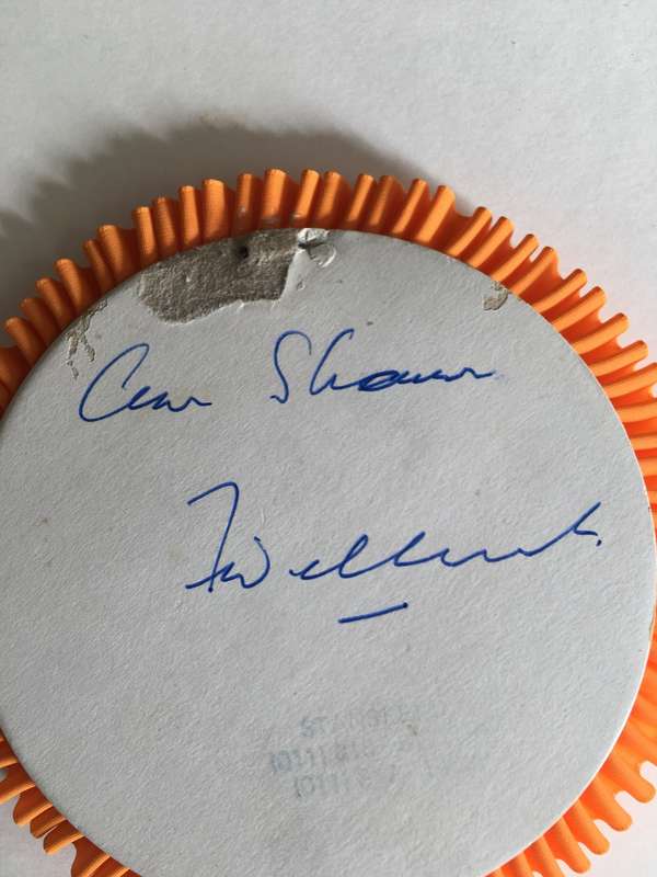 LOVELY VINTAGE ROSETTE OF FORMER POLITICAL PARTY AND FORMER PRESIDENT SIGNED ON REAR BY FW DE KLERK