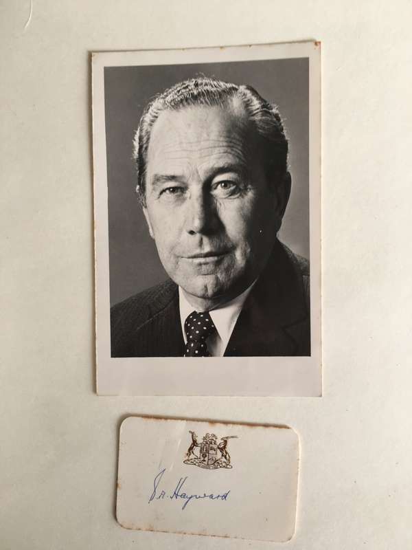 LOVELY AUTOGRAPH  OF FORMER MINISTER   SA HAYWARD
