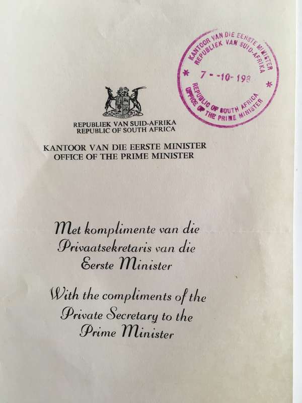 LOVELY AUTOGRAPHED PHOTO OF FORMER  PRIME MINISTER PW BOTHA AND MRS BOTHA - 1980`S