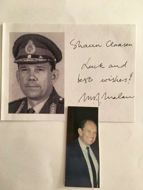AUTOGRAPHED FORMER MINISTER - MAGNUS MALAN