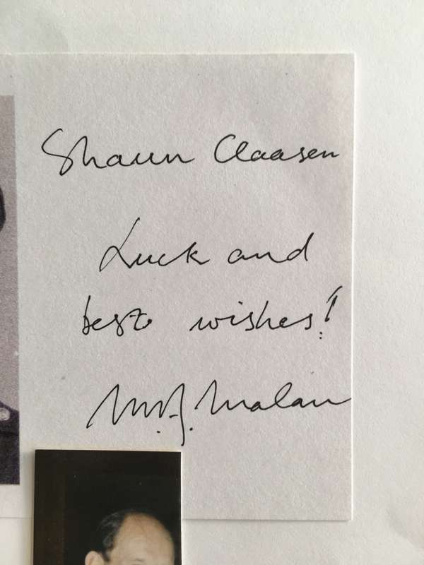 AUTOGRAPHED FORMER MINISTER - MAGNUS MALAN