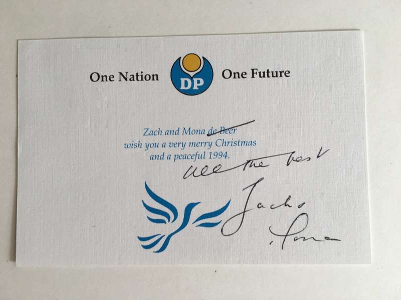LOVELY AUTOGRAPHED PHOTO AND LETTERS AND CARDS FROM THE FORMER OPPOSITION LEADER ZACH DE BEER