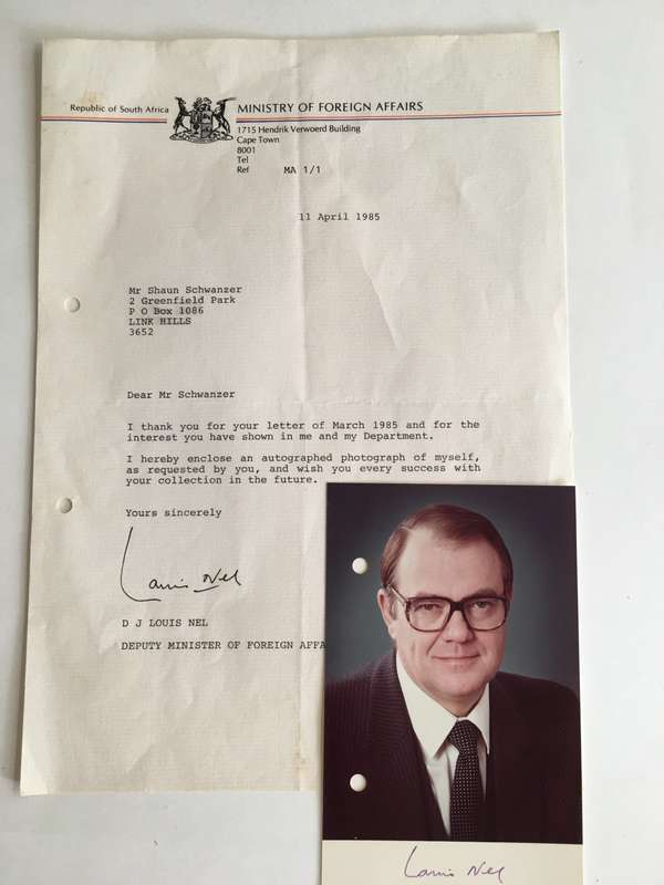 LOVELY VINTAGE PHOTO AND LETTER OF FORMER MINISTER DEPUTY MINISTER OF FOREIGN AFFAIRS - 1985