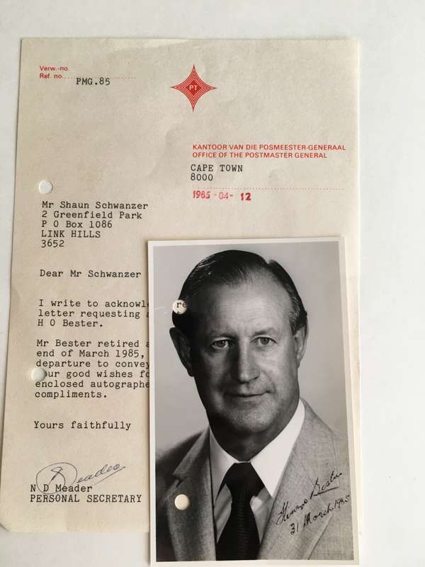 LOVELY AUTOGRAPH OF FORMER POSTMASTER GENERAL MR BESTER - 1985