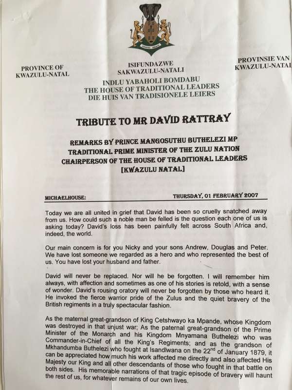 LOVELY AUTOGRAPHED LETTER OF - FORMER LEADER OF THE IFP - MANGOSUTHU BUTHELEZI 2007