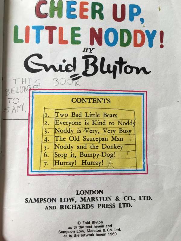 VINTAGE PAPER BACK BOOK - CHEER UP, LITTLE NODDY - 1960 COVERED IN PLASTIC