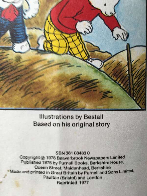 VINTAGE RUPERT THE BEAR HARD COVER BOOK COVERED IN PLASTIC - 1977