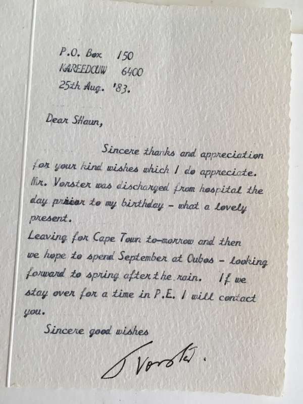 LOVELY VINTAGE CARDS FROM FORMER PRESIDENT WIFE MRS TINI VORSTER