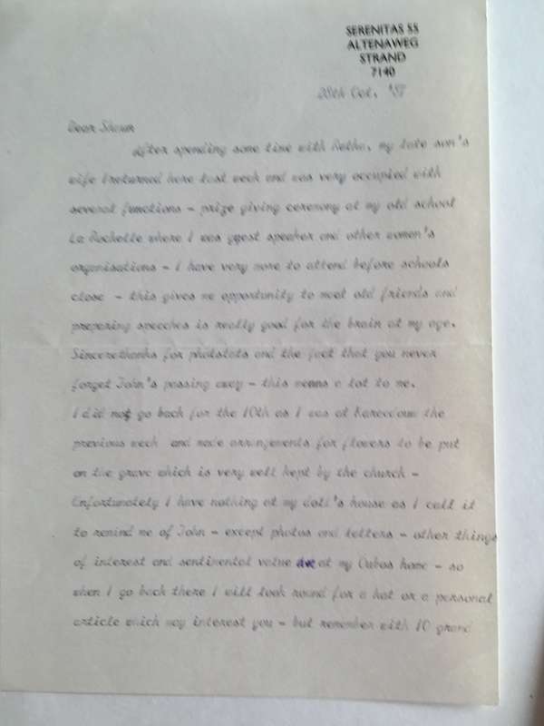LOVELY VINTAGE LETTER FROM FORMER PRESIDENT WIFE MRS TINI VORSTER - 1987