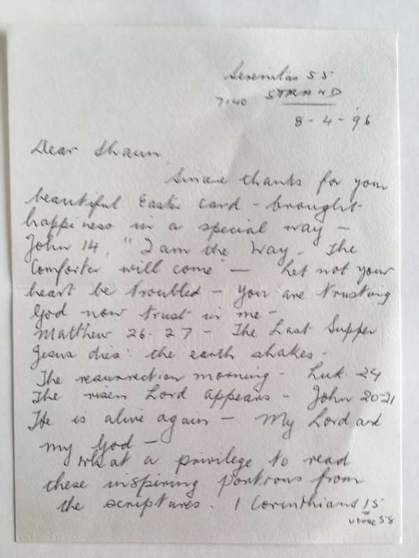 LOVELY VINTAGE LETTER FROM FORMER PRESIDENT WIFE MRS TINI VORSTER - 1996