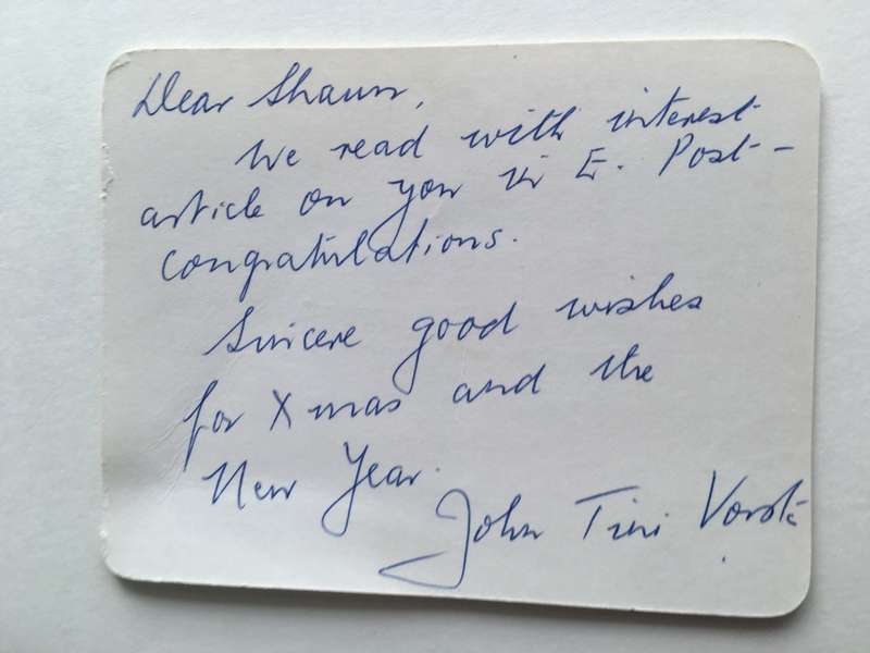 VINTAGE CARDS FROM FORMER PRESIDENT WIFE MRS TINI VORSTER