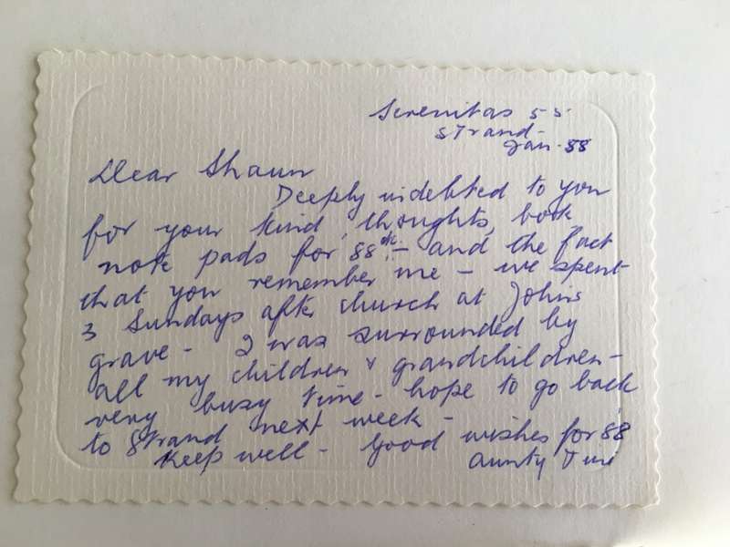 CARDS WRITTEN BY FORMER PRESIDENT WIFE MRS TINI VORSTER - 1986