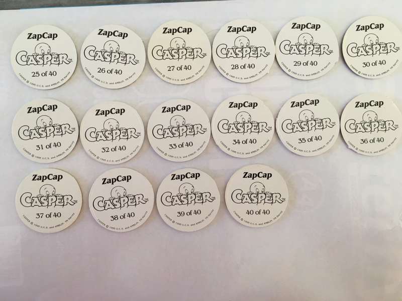 ZAPCAP CASPER TAZO  - COMPLETE SET OF 40 + PLASTIC TAZO + 1 HOLOGRAM TAZO   + 1 STICKER  + 1 DC CARD