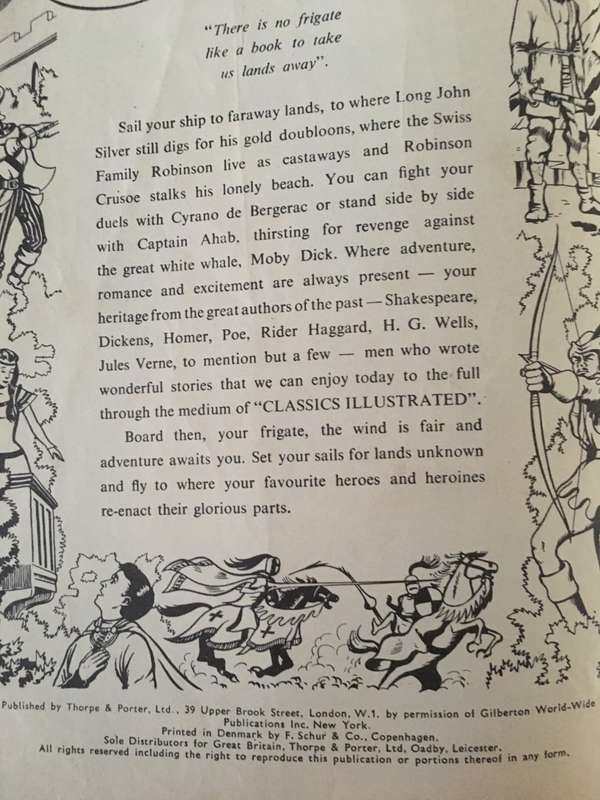 VINTAGE WORLD ILLUSTRATED CLASSICS COMIC - FIGHT FOR LIFE LATE 50`S TO 60`S