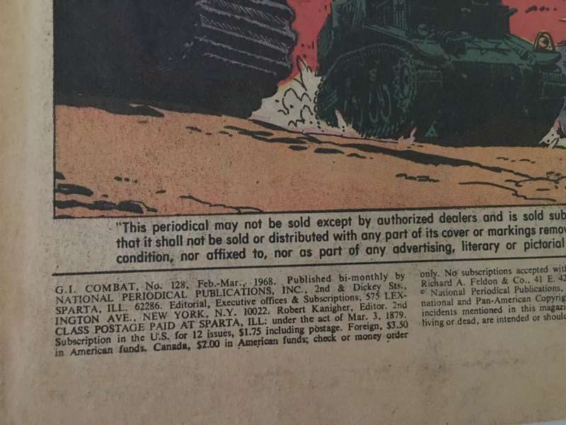 VINTAGE  DC  COMIC  - G.I.  COMBAT - NO. 128  - 1968