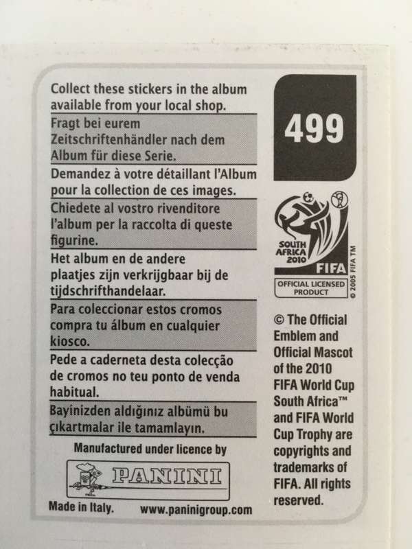 SOCCER PANNINI STICKER NO. 412 179  499   191   56  577  SHEET OF 6