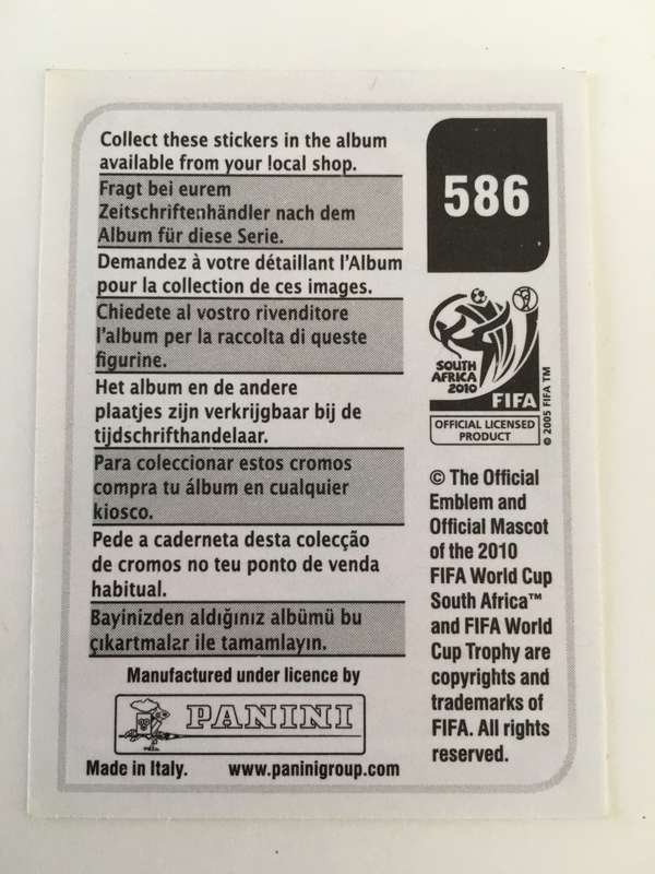 SOCCER PANNINI STICKER NO.  586