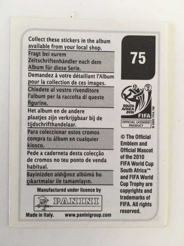 SOCCER PANNINI STICKER NO. 75