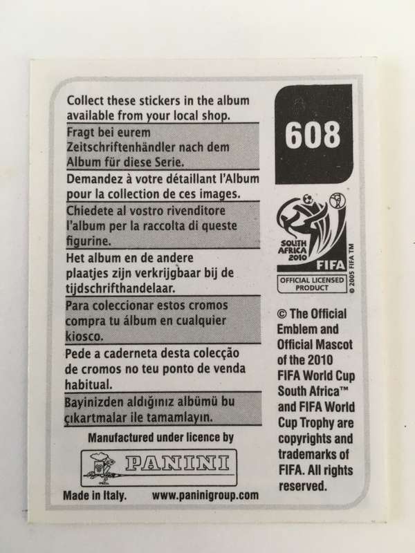 SOCCER PANNINI STICKER NO.  608