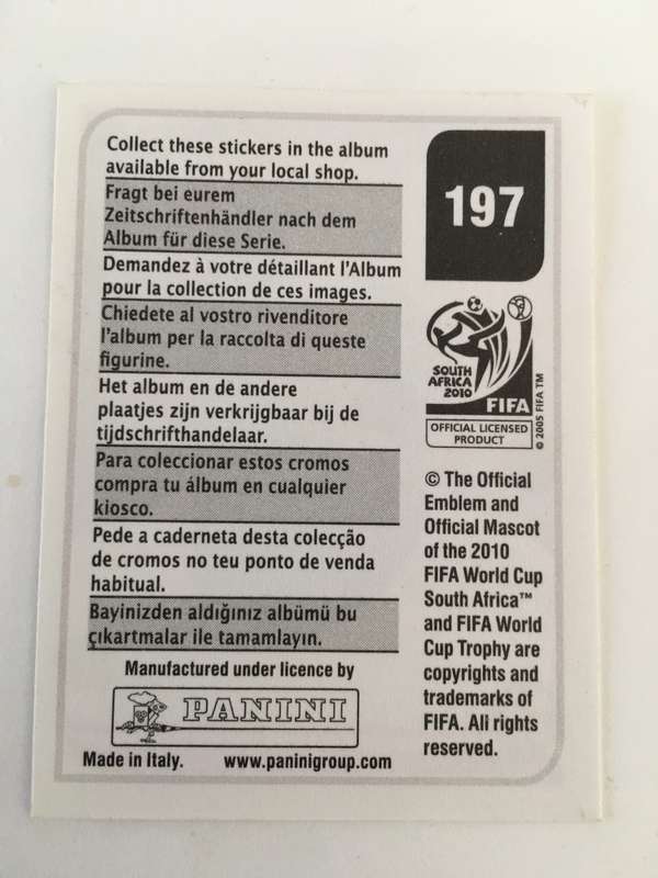 SOCCER PANNINI STICKER NO. 197